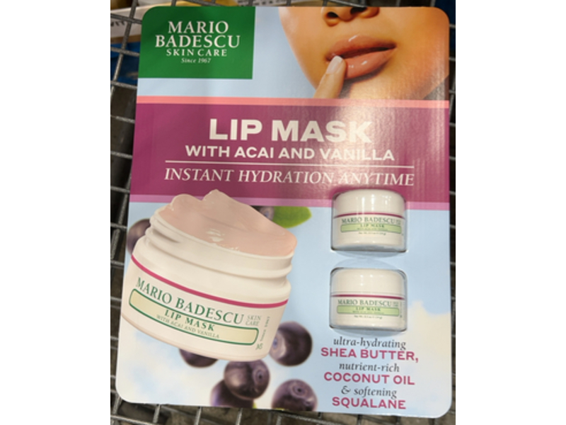 Mario Badescu Skin Care Lip Mask, Acai & Vanilla, 0.5 fl oz/14 g, Pack Of 2