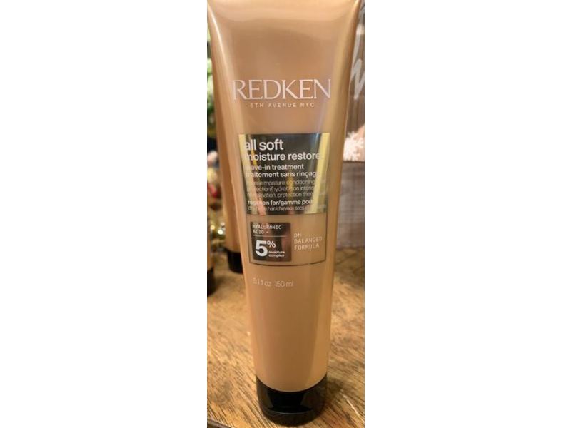 Redken All Soft Moisture Restore Leave-In Treatment, Hyaluronic Acid, 5.1 fl oz/150 mL