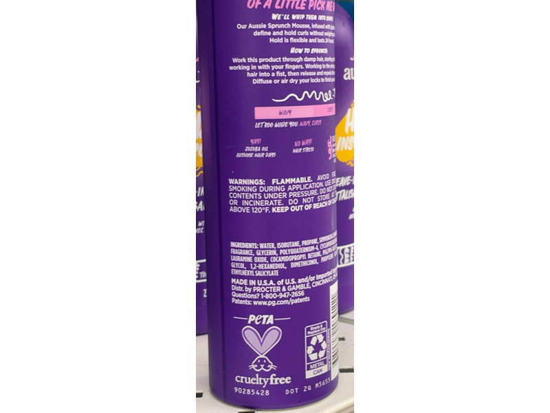 Aussie Mousse & Leave-In Conditioner, Sprunch, Light Hold 1, 6 oz/170 g