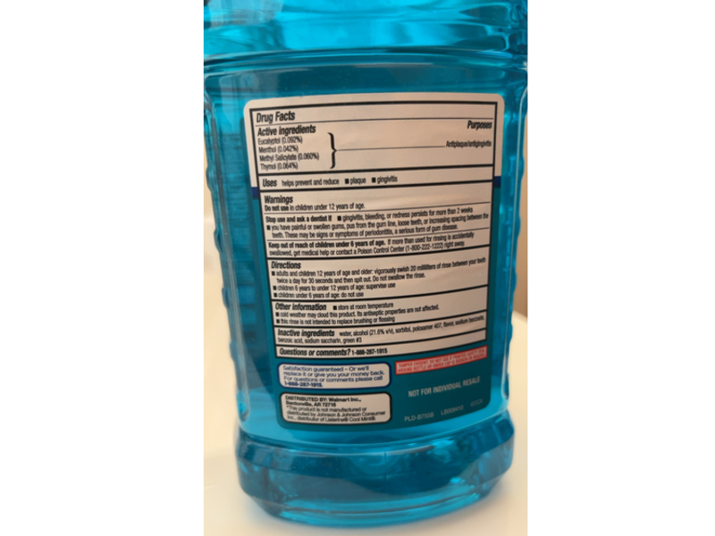 Equate Antiseptic Mouthwash, Blue Mint, 50.7 fl oz/1.5 L, Pack Of 2