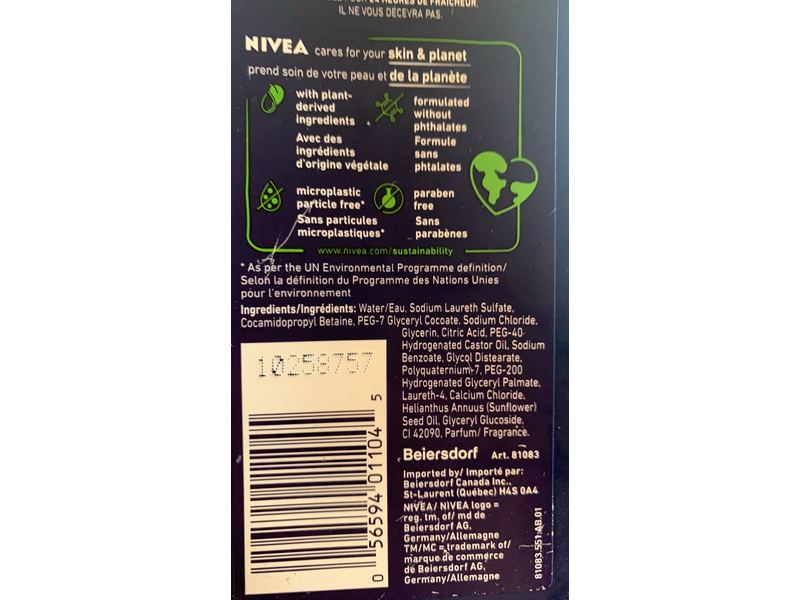 Nivea Men 24H Fresh Effect Shower Gel, Sport, 500 mL