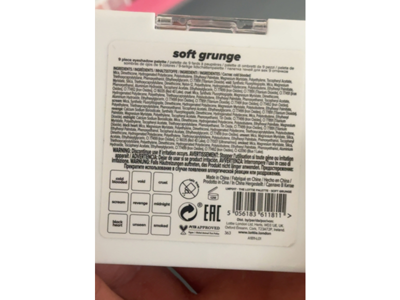 Lottie London Eye Shadow Palette, Soft Grunge, 0.25 oz/7.2 g