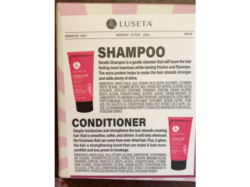 Luseta Keratin Series Shampoo & Conditioner Set, Bye frizz High Shine