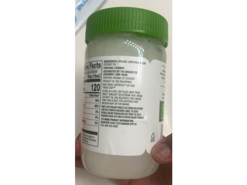 Simple Truth Organic Unrefined Virgin Coconut Oil, 14 fl oz/414 mL