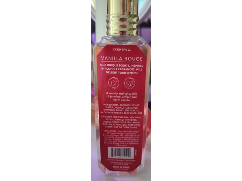 Scentfull Vanilla Rouge Iconic Fragrance Body Mist, 3.7 fl oz/110 mL