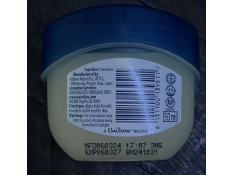 Vaseline Blue Seal Pure Petroleum Jelly, Original, 50 mL