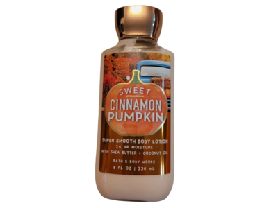 Bath & Body Works Sweet Cinnamon Pumpkin Super Smooth Body Lotion, Shea Butter + Coconut Oil, 8 fl oz/236 mL