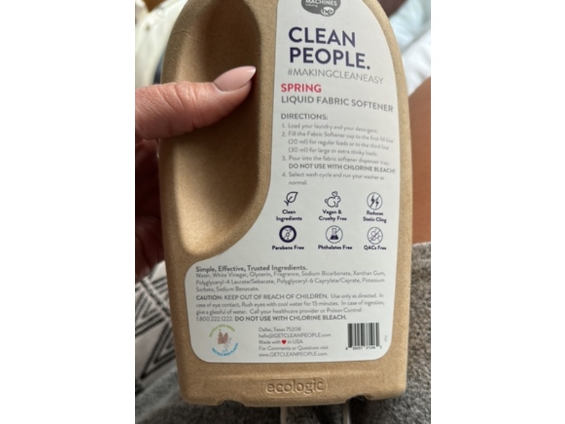 Clean People. Liquid Fabric Softener, Spring Scent, 70 Loads, 50 fl oz/1.48 L