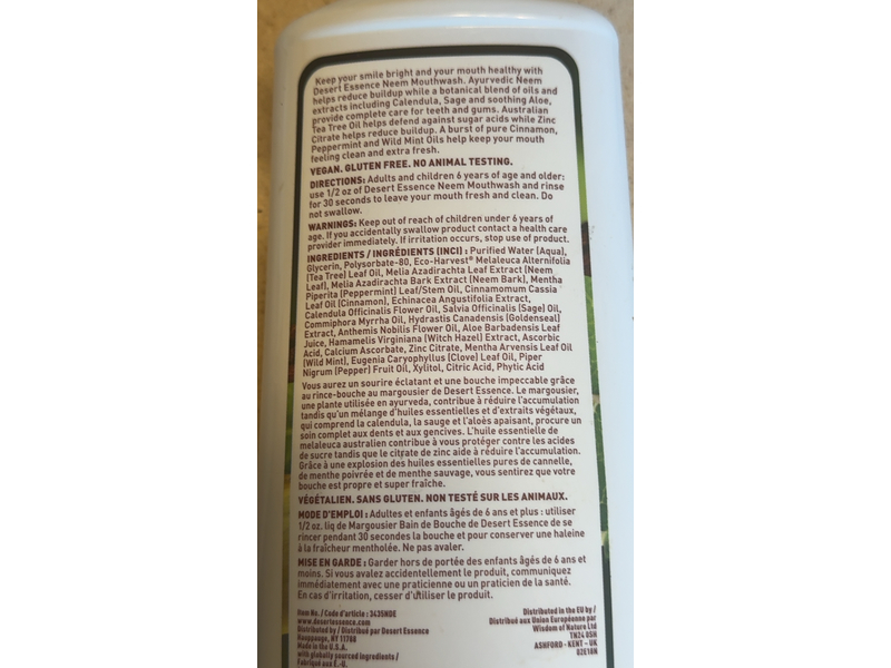 Desert Essence Neem Mouthwash, Cinnamint, 16 fl oz/473 mL