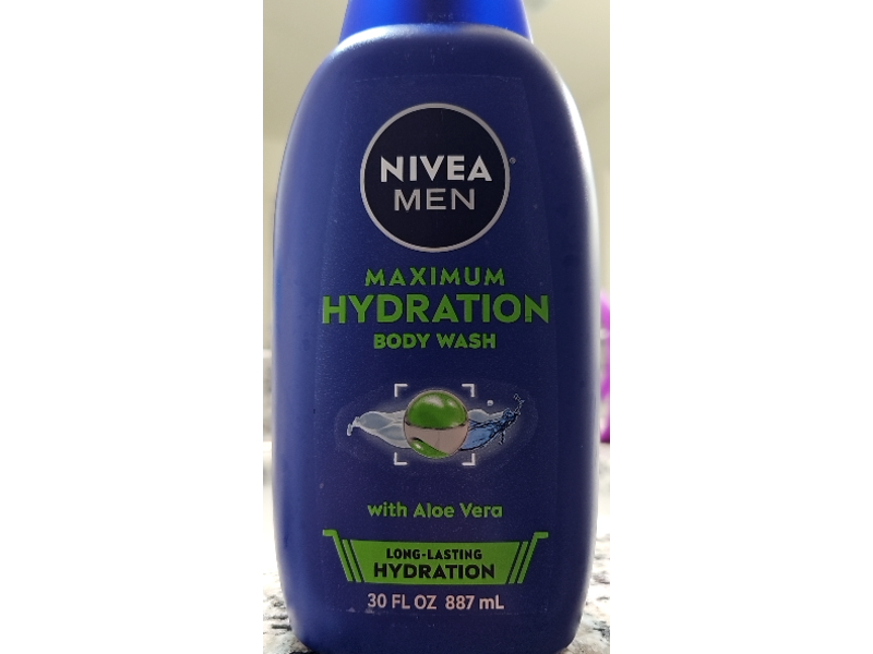 Nivea Men Maximum Hydration Body Wash, Aloe Vera, 30 fl oz/887 mL.