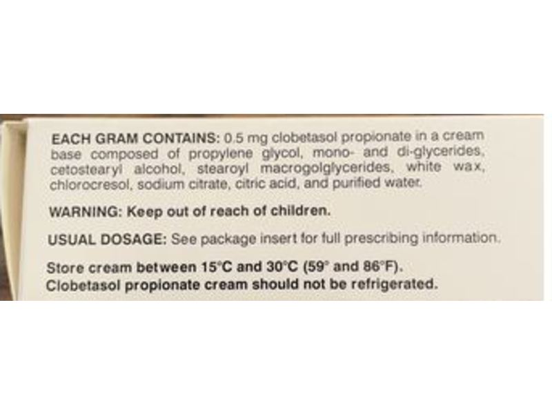 Clobetasol Propionate Cream USP, 0.05%, 60 g Encube (RX)
