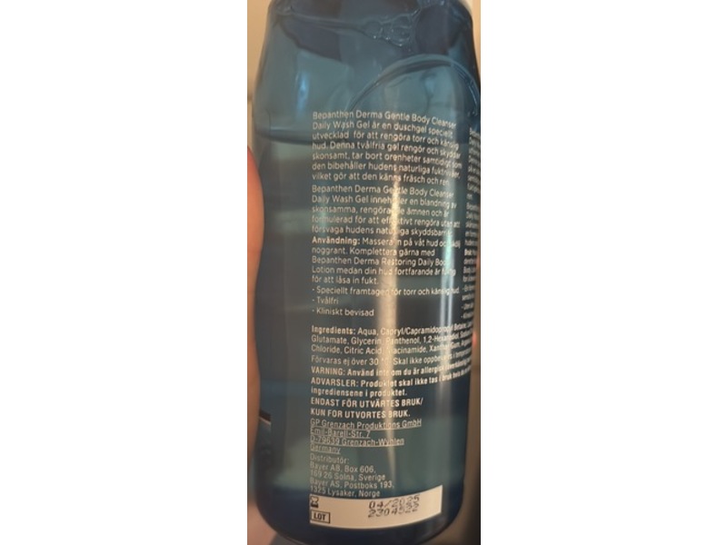 Bepanthen Derma Gentle Body Cleanser Daily Wash Gel, 400 mL