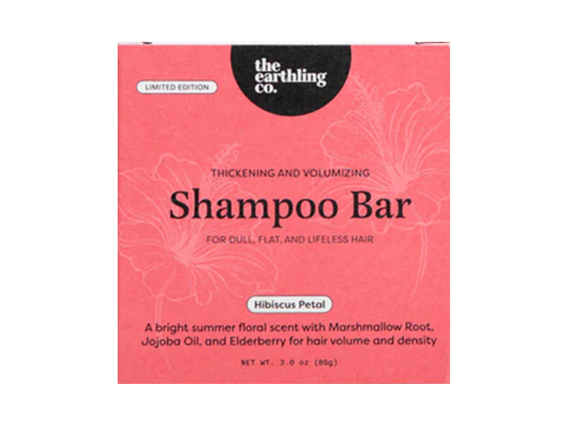 The Earthling Co. Thickening & Volumizing Shampoo Bar, Hibiscus Petal, 3.0 oz/85 g