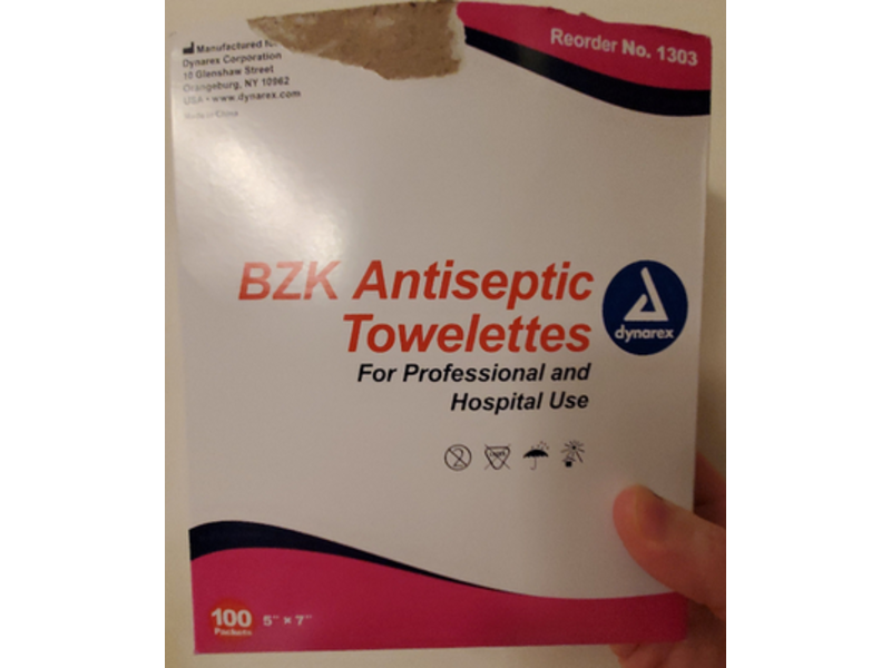 Dynarex BZK Antiseptic Towelettes, 100 Count