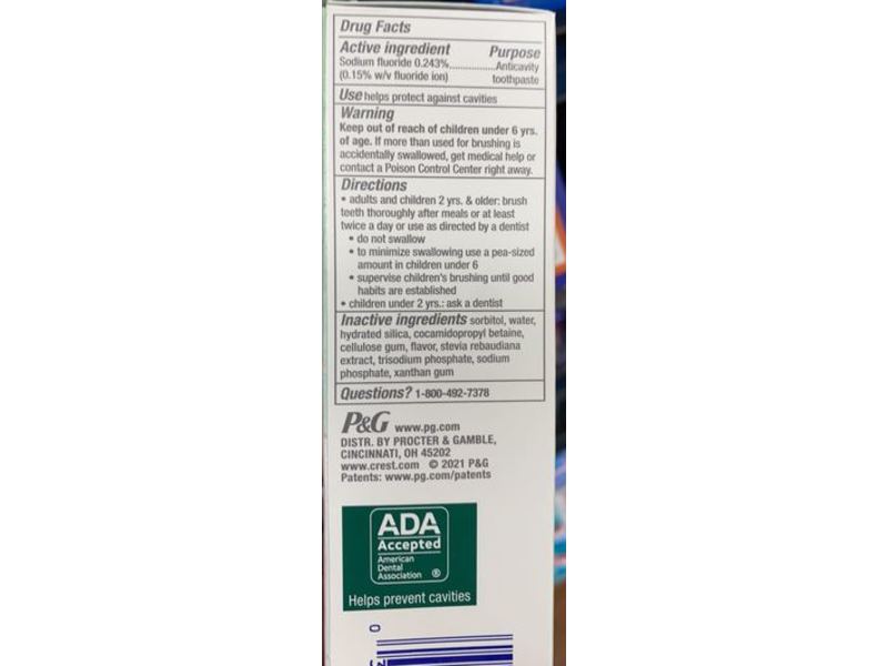 Crest Pure All Around Clean Fluoride Anticavity Toothpaste, Natural Mint, 4.1 oz/116 g, Pack Of 3
