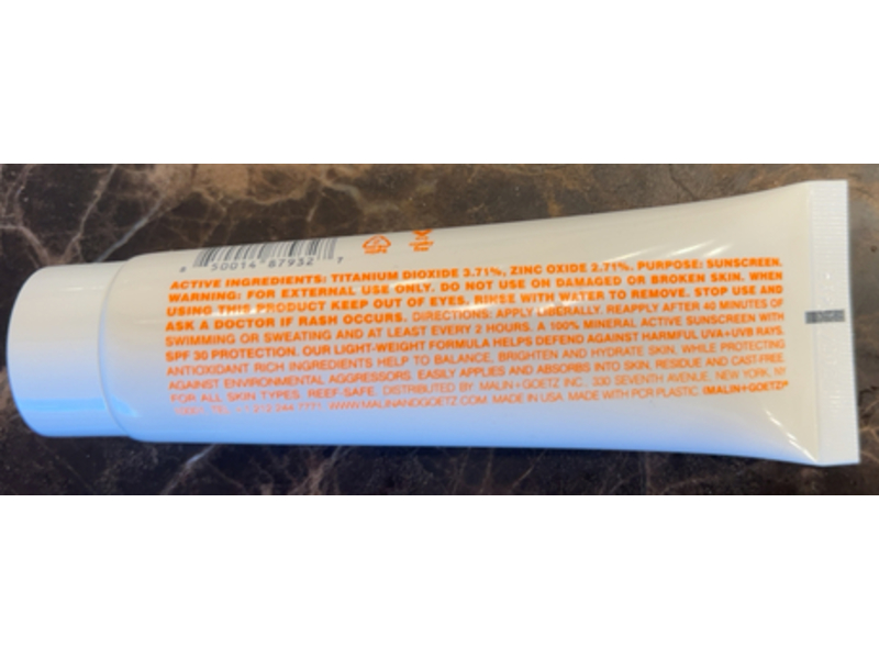 Malin + Goetz Mineral Sunscreen, SPF 30,1.7 fl oz/50 mL