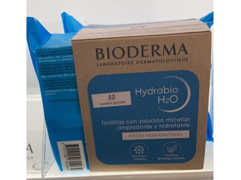 BIoderma Hydrabio H2O Cleansing & Make-Up Removing Micellar Towelettes, 25 Ct, Pack Of 2