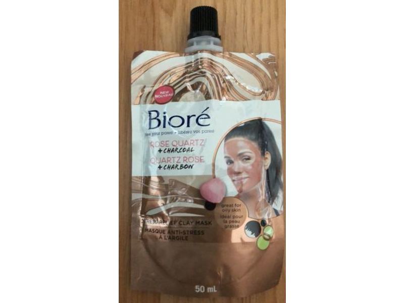 Biore Stress Relief Clay Mask, Rose Quartz + Charcoal, 50 mL