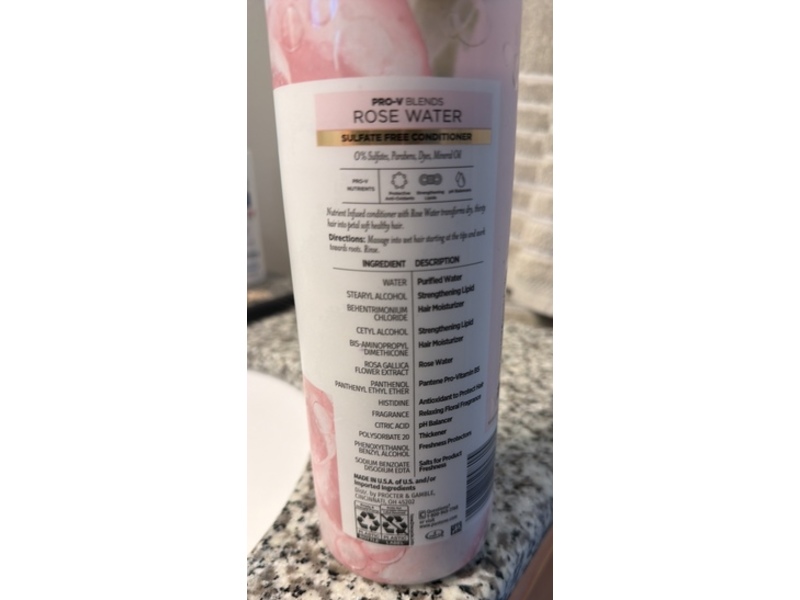 Pantene Pro-V Blends Sulfate Free Conditioner, Rose Water, 30 fl oz/888 mL