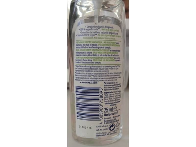 Nivea Naturally Good Deodorant, Bio Green Tea, 75 mL