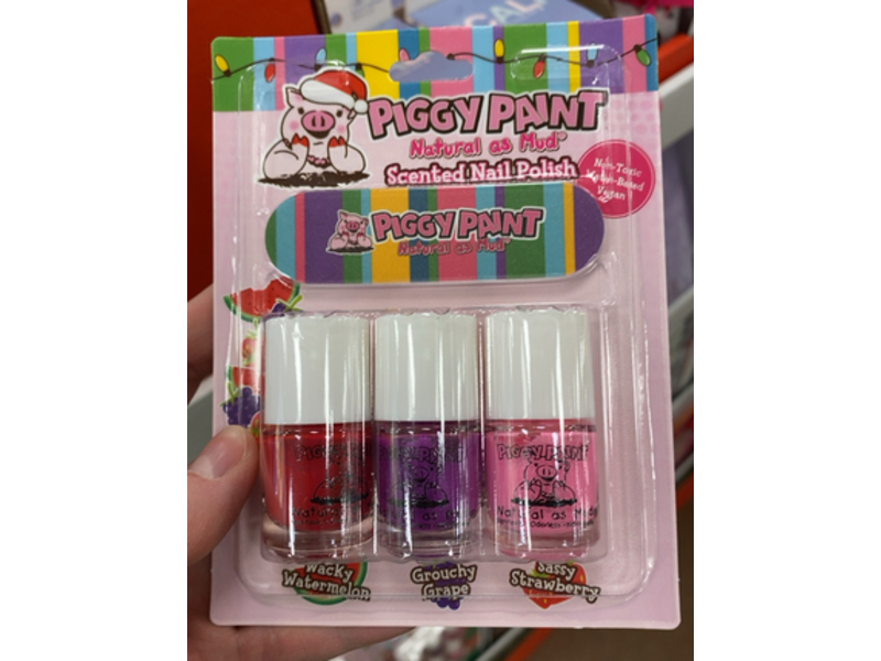 Piggy Paint Nail Polish, Wacky Watermelon + Grouchy Grape & Sassy Strawberry, 36 fl oz/10.5 mL