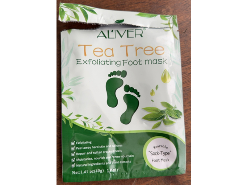 Aliver Exfoliating Foot Mask, Tea Tree, 1.41 oz/40 g, 3 Pack