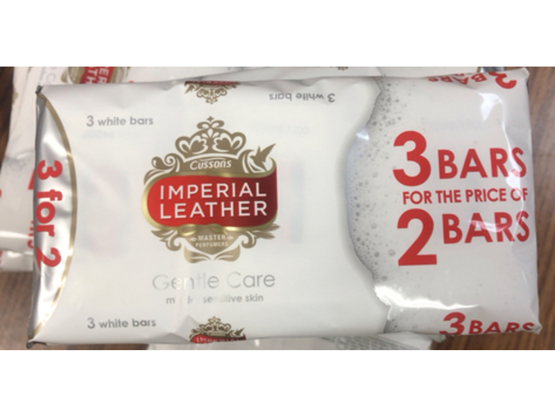 Cussons Imperial Leather Gentle Care Bar Soap, White, 3 Count