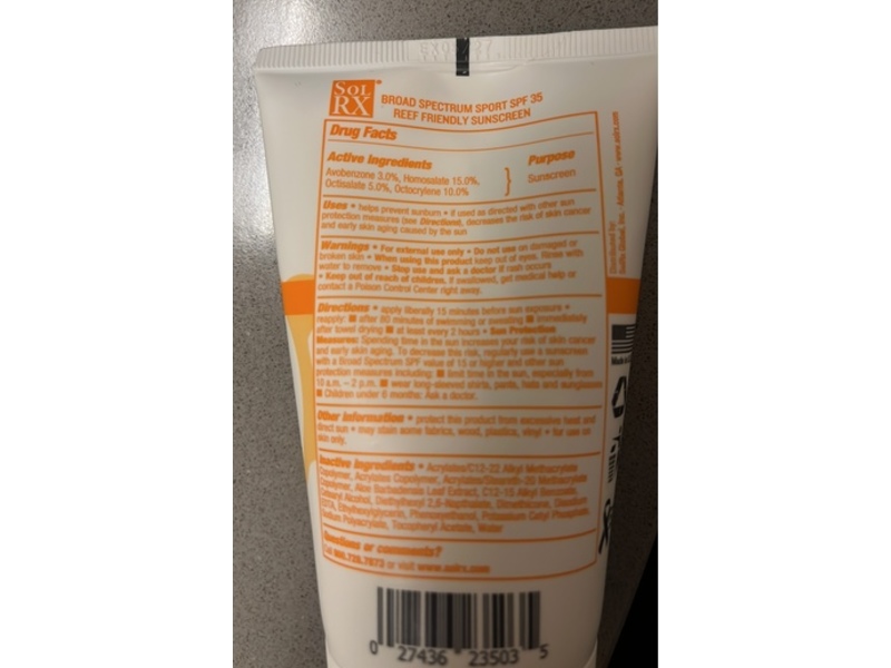 SolRx Sport Sunscreen, SPF 35, 3.4 fl oz/100 mL