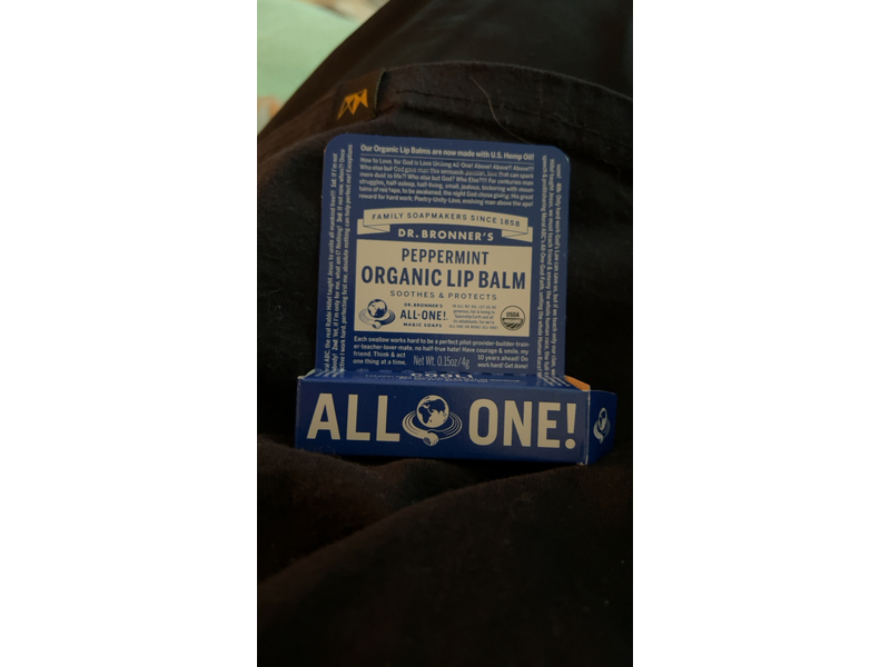 Dr. Bronner's Peppermint Organic Lip Balm, 0.15 oz/4 g