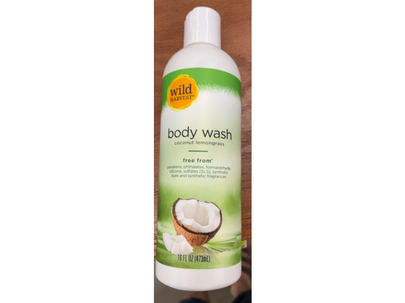 Wild Harvest Body Wash, Coconut Lemongrass, 16 fl oz/473 mL