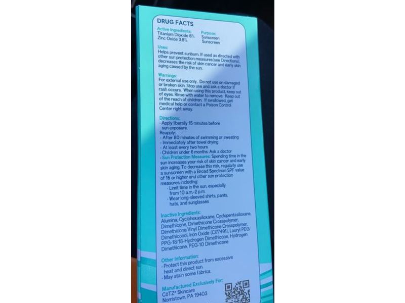 Cotz Facial Primer, Prime & Protect, Tinted, SPF 40, 1.5 oz/42.5 g