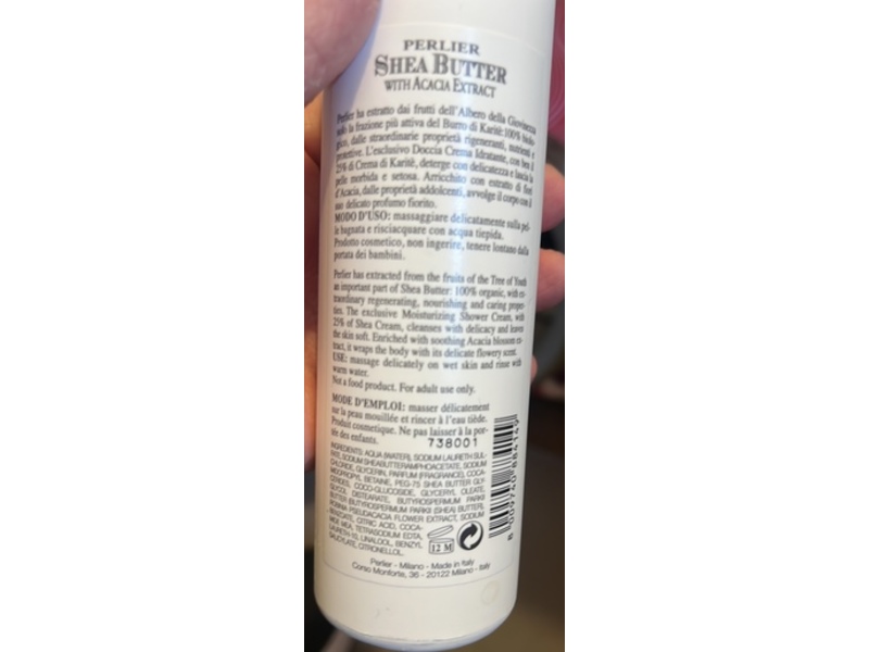Perlier Shea Butter Ultra Rich Moisturizing Shower Cream with Acacia Extract, 8.4 fl oz/250 mL