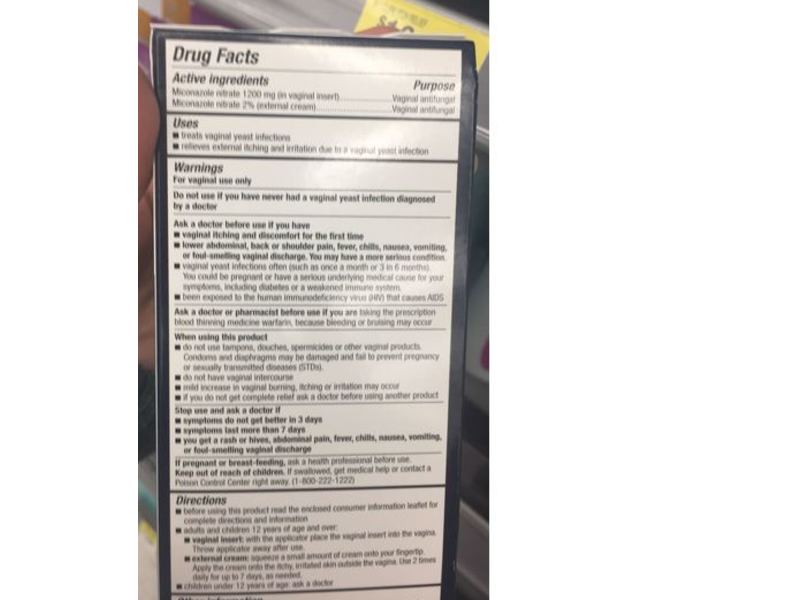 Equate 1 Day Treatment Miconazole 1, Vaginal Antifungal, Combination Pack