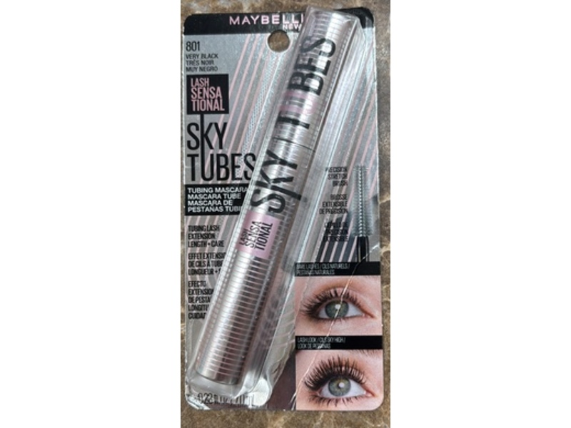 Maybelline New York Lash Sensational Sky Tubes Tubing Mascara, 801 Very Black, 0.23 fl oz/7 mL