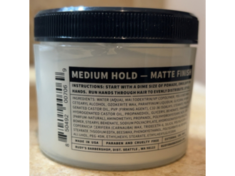 Rudy's Matte Pomade, Medium Hold, 4.8 oz