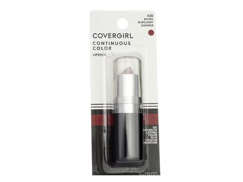CoverGirl Continuous Color Lipstick, Bistro Burgandy 430, 13 oz/3 g