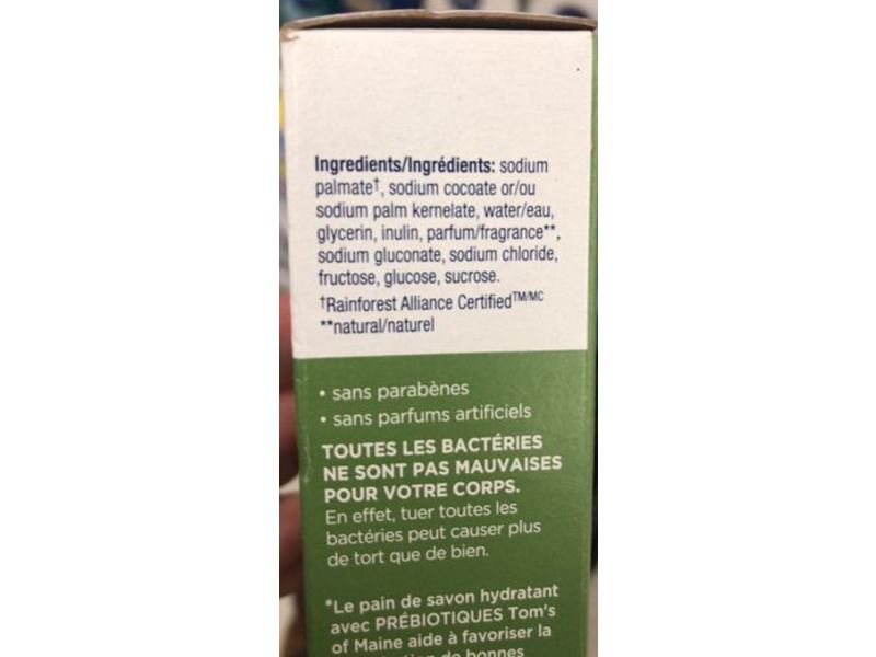 Tom's Of Maine Prebiotic Moisturizing Natural Bar Soap, Fresh Apple Scent, 5 oz/141 g