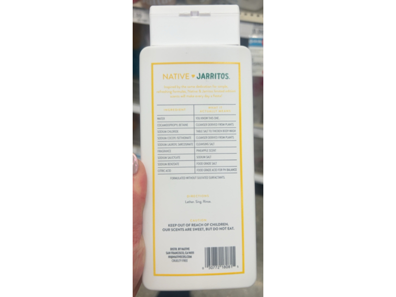 Native Body Wash, Jarritos Pineapple, 18 fl oz/532 mL