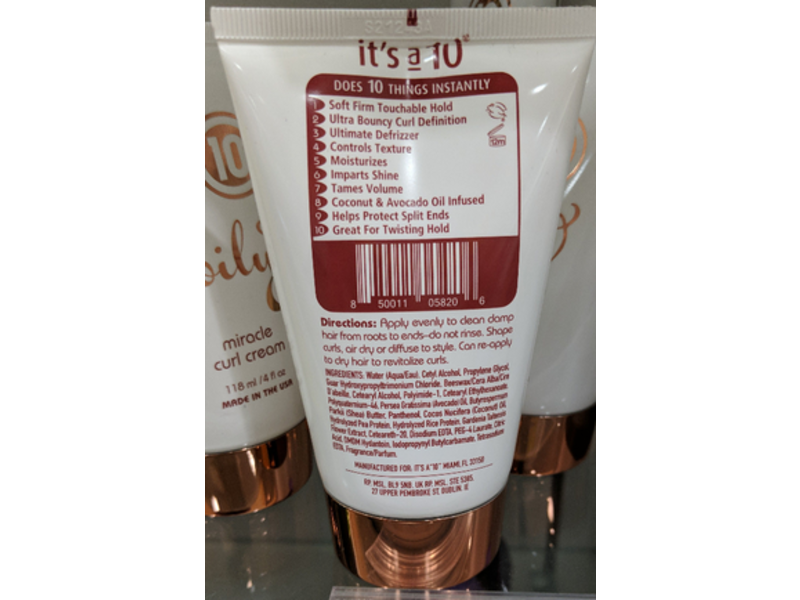 It's A 10 Coily Miracle Curl Cream, 4 fl oz/118 mL