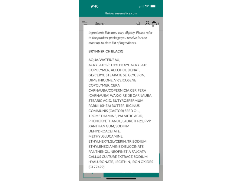 Thrive Causemetics Liquid Lash Extensions Tubing Mascara, Brynn, 0.38 oz/10.7 g