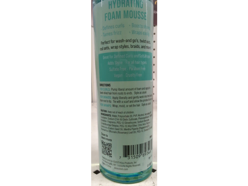 Kiss Colors & Care Flex Styling & Hold Foam Mousse, Organic Jamaican Black Castor Oil, 8.7 fl oz/260 mL