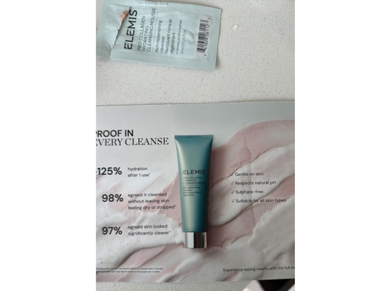 Elemis Pro Collagen Hydrating Cleansing Mousse, 0.1 fl oz/3 mL