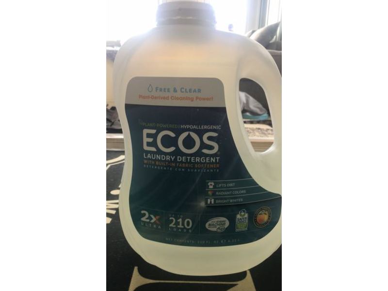 Ecos Laundry Detergent With Built-In Fabric Softener, Free & Clear, 210 Loads, 210 fl oz/6.21 L
