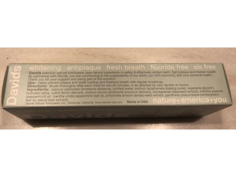 Davids Natural Toothpaste, Fluoride-Free, Peppermint, 5.25 oz