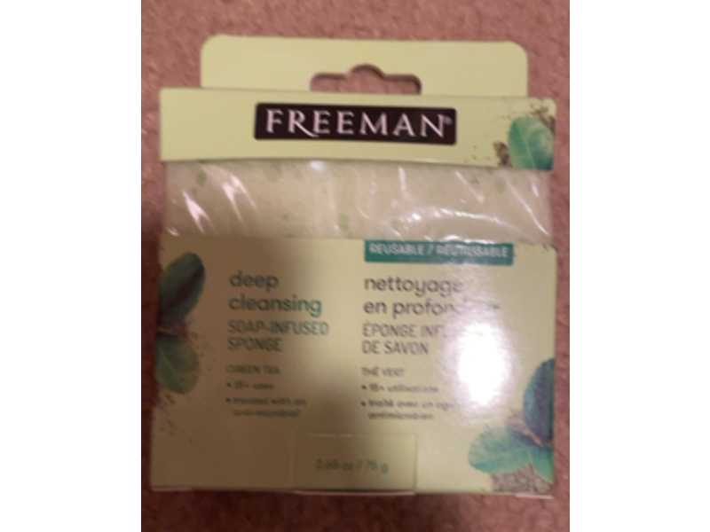 Freeman Beauty Deep Cleansing Soap-Infused Sponge, Green Tea, 2.65 oz/75 g