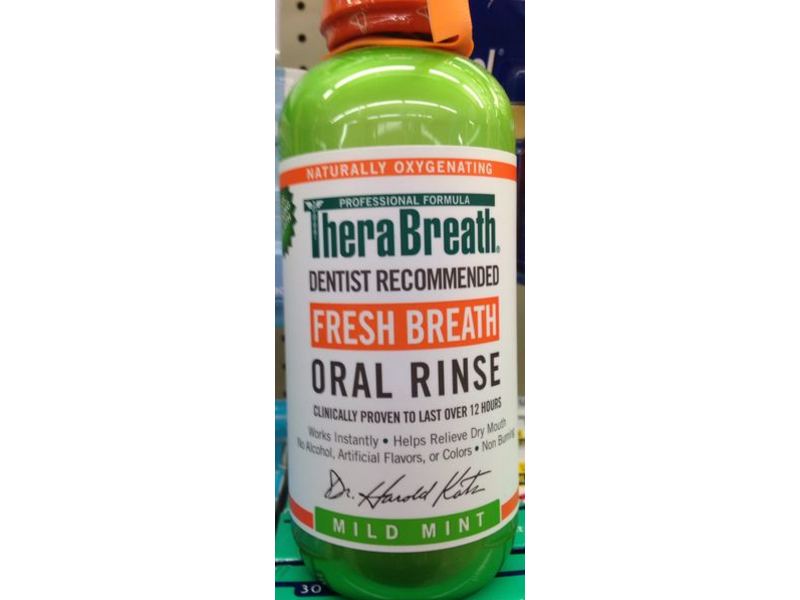 TheraBreath Fresh Breath Oral Rinse, Mild Mint Flavor, 16 fl oz / 473 ml