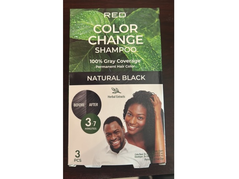 Red by Kiss Color Change Shampoo Permanent Hair Color Kit, Natural Black, 2 Count