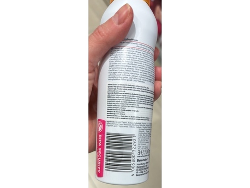 Eucerin Dry Touch Oil Control Body Sun Spray, Transparent, SPF 50, 200 mL