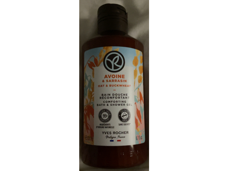 Yves Rocher Comforting Bath & Shower Body Gel, Oat & Buckwheat, 6.7 fl oz/200 L