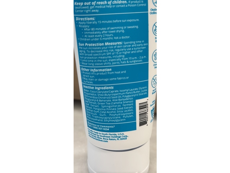 Florida Glow Mineral Sunscreen Lotion, Green Tea Extract, SPF 30, 3.4 fl oz/100 mL